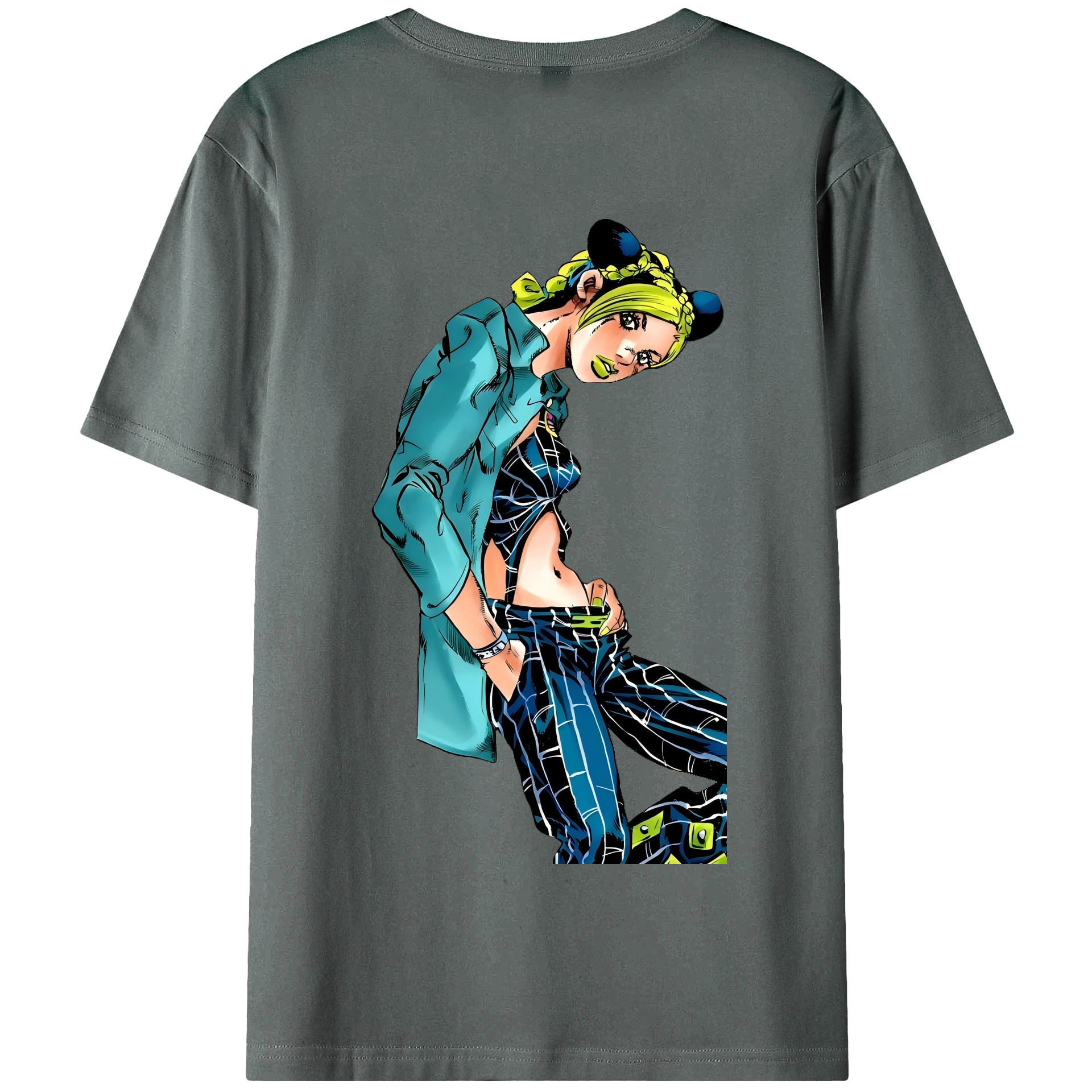 （画像用） "ジョジョの奇妙な冒険 くうじょう ジョリーン JoJo's Bizarre Adventure Jolyne Cujoh " 綿100％半袖Tシャツ（背面プリント）